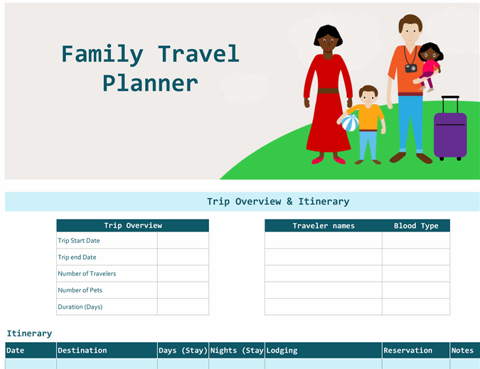 Family travel itinerary