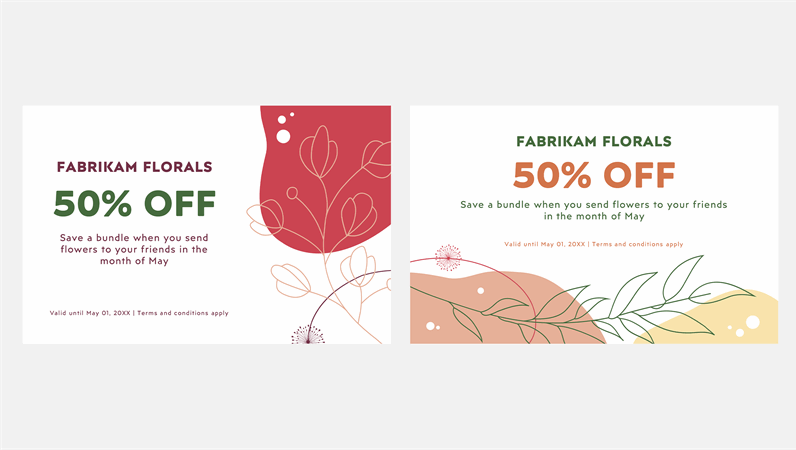 Modern floral gift coupon