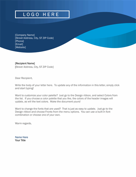 Blue Curve Letterhead