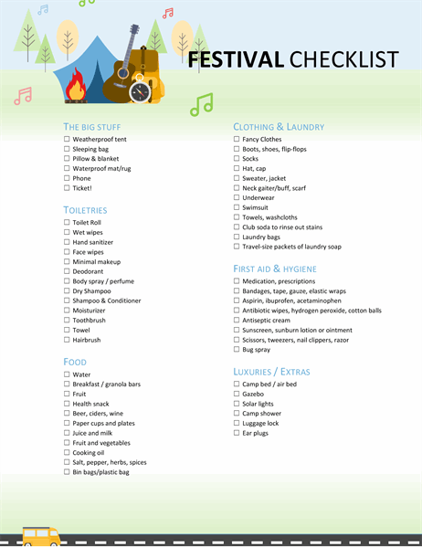 Festival checklist