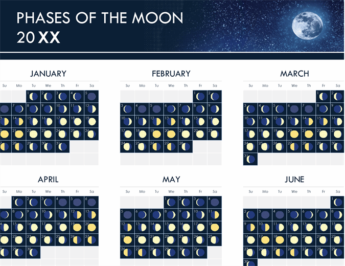 Phases of the moon calendar