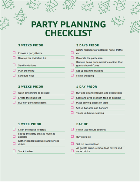 Party planning checklist