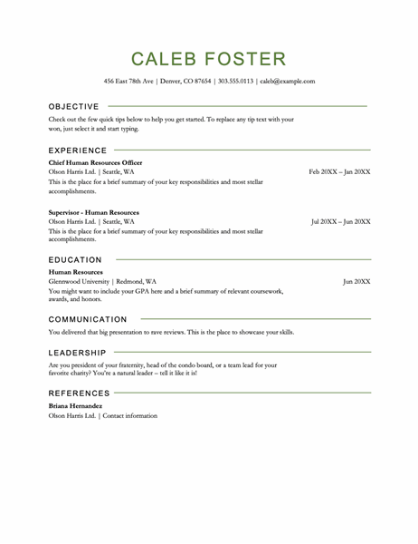 ATS basic HR resume