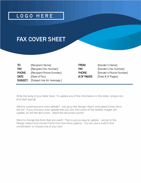 Blue curve fax cover