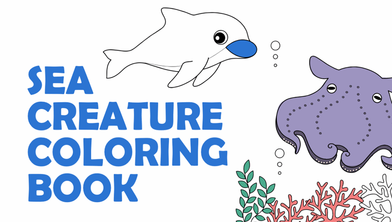 Sea creatures coloring book