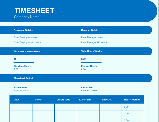 Blue timesheet