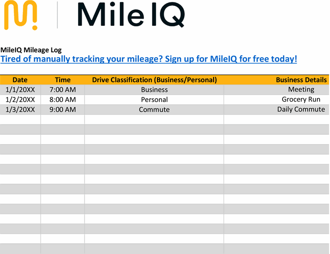 Mileiq Mileage Log