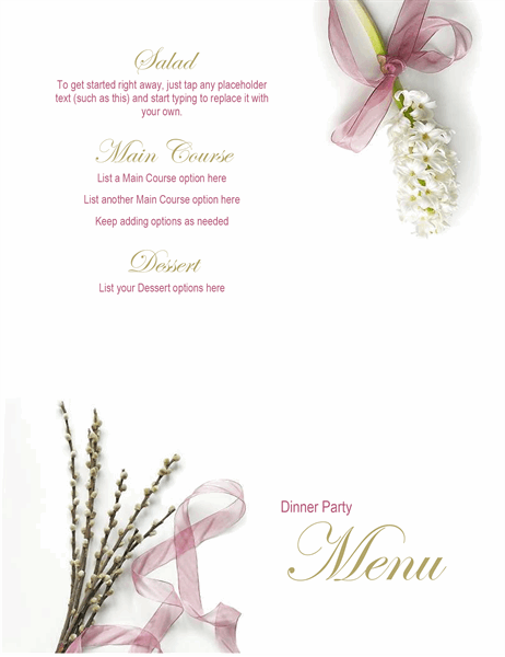 dinner party menu template