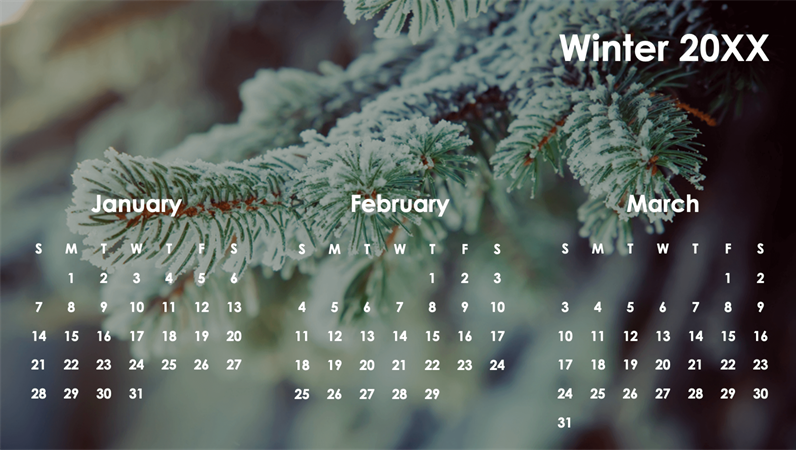Seasons quarterly calendar
