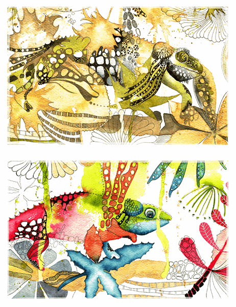 Chameleon greeting cards (half-fold)