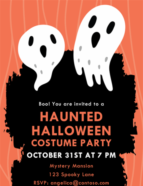 Ghostly Halloween party invite