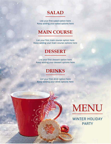 Winter holiday party menu