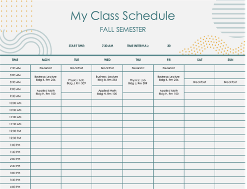 My class schedule