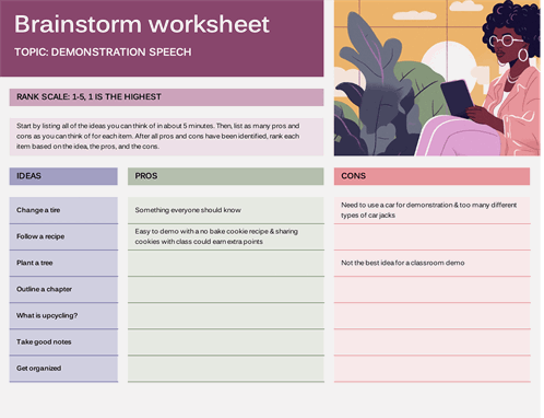 Brainstorming worksheet