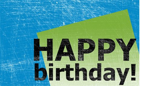 Birthday card, scratched background  (blue, green, half-fold)