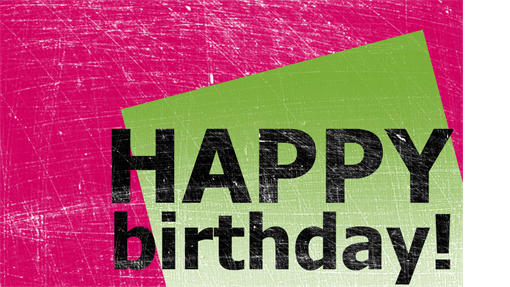 Birthday card, scratched background  (pink, green, half-fold)