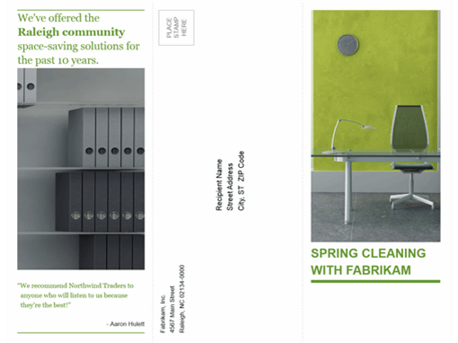Tri-fold business brochure (green, black design)