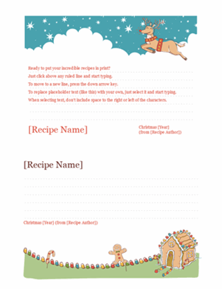 CHRISTMAS Recipe Template Minimal Insert 4x6 Book Xmas Recipe Box Recipe Cards Printable EDITABLE Recipe Card template Sheet