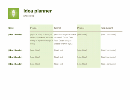 Idea project planner