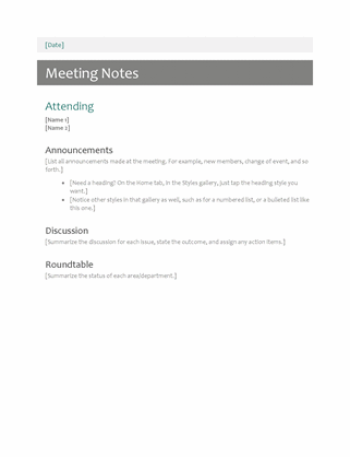 Template Meeting Notes from binaries.templates.cdn.office.net