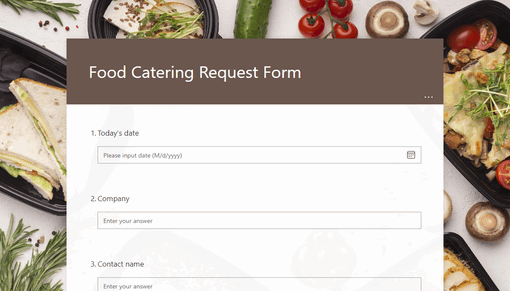 Food catering request form