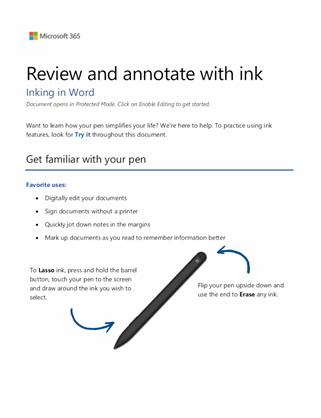 Word Surface Pen tutorial Word Surface Pen tutorial