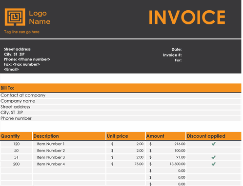 18+ Generic Invoice Template Excel PNG