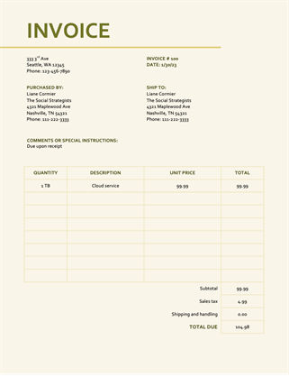 Basic invoice with sales tax