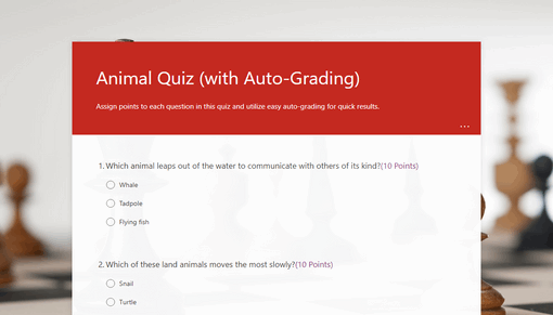 Animal quiz (with auto-grading)