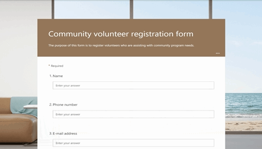 Community volunteer registration form