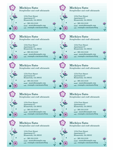 Business cards (flower illustration, 10 per page)