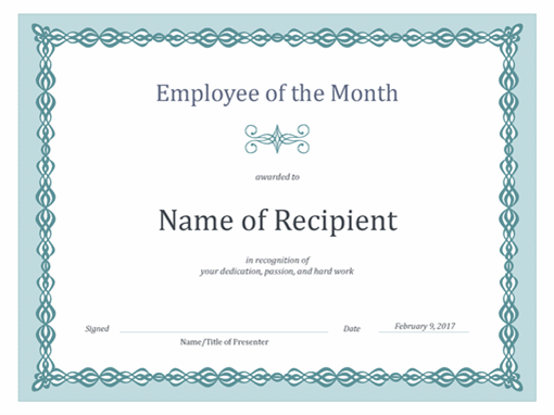 Certificate for Employee of the Month (blue chain design) Certificate for Employee of the Month (blue chain design)