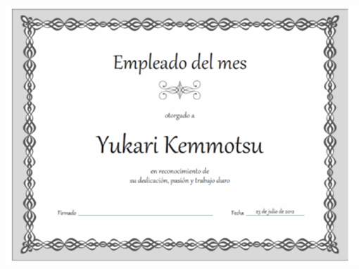 Certificado de empleado del mes (diseño de cadena gris) Certificado de empleado del mes (diseño de cadena gris)