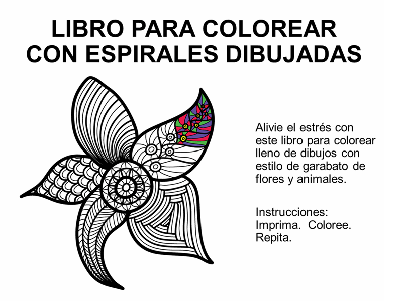 Libro para colorear con espirales dibujadas