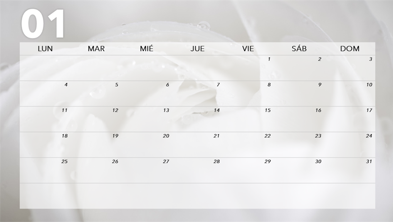 Calendario mensual floral Calendario mensual floral