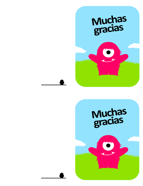 Tarjeta de agradecimiento con monstruo Tarjeta de agradecimiento con monstruo