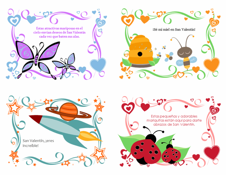 Tarjetas del día de San Valentín para niños (24 diseños) Tarjetas del día de San Valentín para niños (24 diseños)