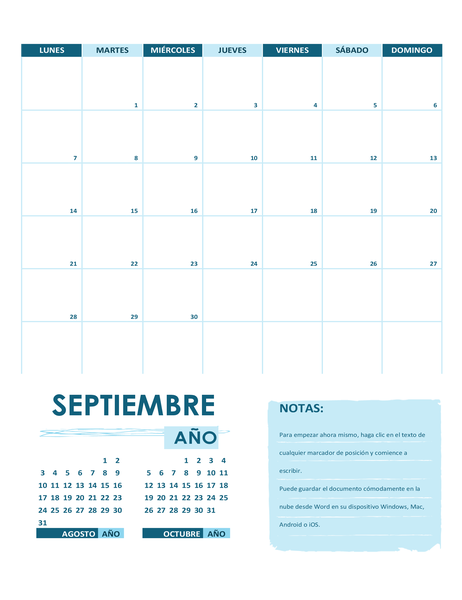Calendario académico (un mes, cualquier año, comienzo en lunes) Calendario académico (un mes, cualquier año, comienzo en lunes)