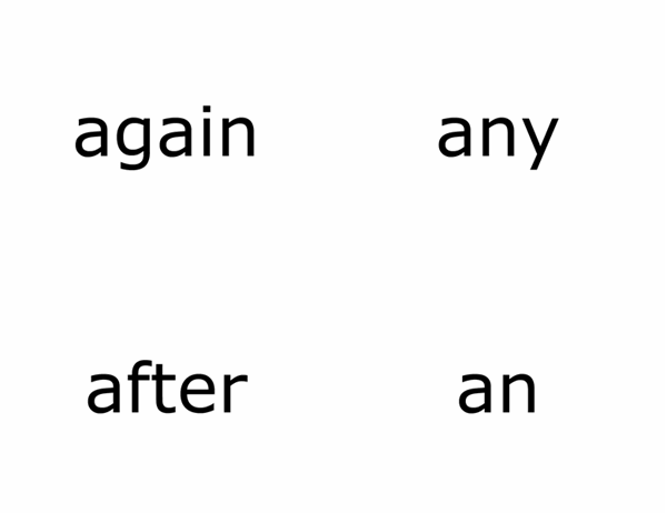 Tarjetas de aprendizaje de vocabulario (primeras palabras visuales de Dolch; funciona con Avery 3263, 8387)