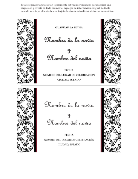 Invitación de boda Resérvate la fecha (diseño Boda en blanco y negro) Invitación de boda Resérvate la fecha (diseño Boda en blanco y negro)