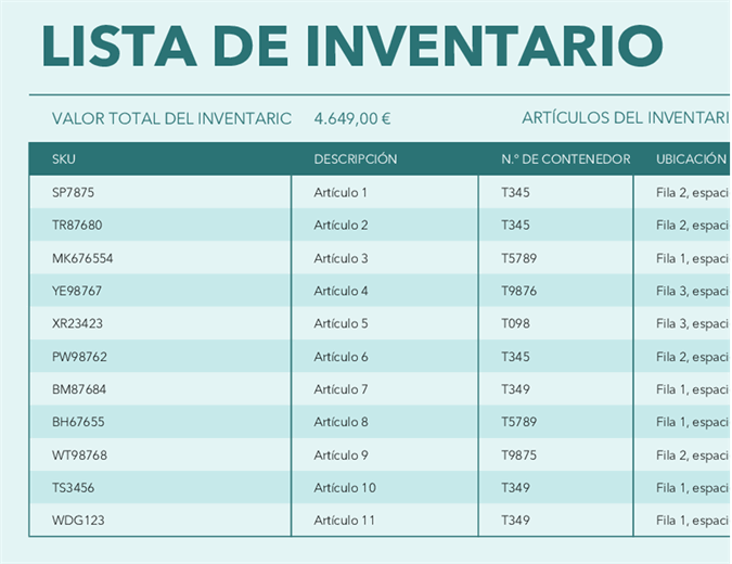 Inventario de almacén