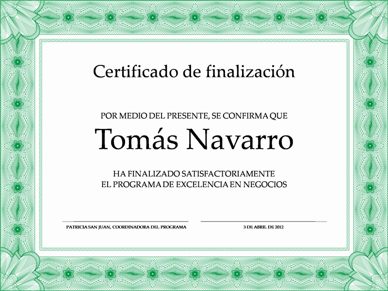Certificado de participación (verde)