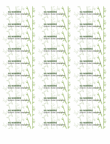 Etiquetas de dirección del remitente (Bamboo, 30 por página, funciona con Avery 5160)