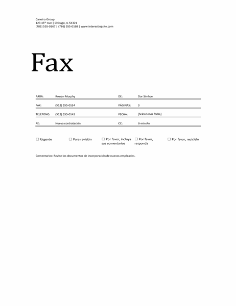 Portada de fax