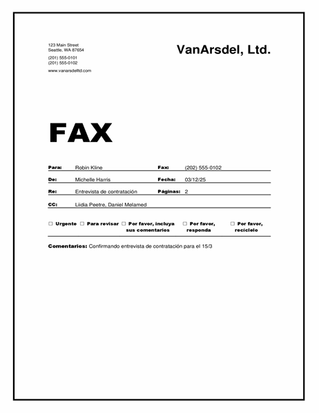 Portada de fax
