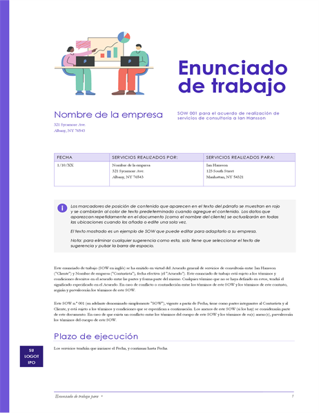 Declaración de trabajo (diseño rojo) Declaración de trabajo (diseño rojo)