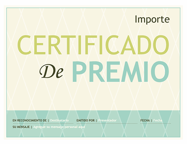 Certificado de entrega de premios (diseño de arlequín)