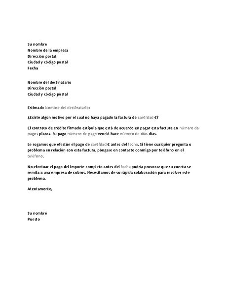 Carta para solicitar el pago de una cuenta atrasada Carta para solicitar el pago de una cuenta atrasada