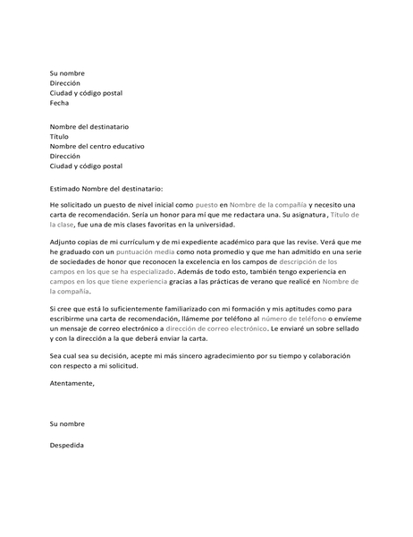 Carta Para Un Profesor En La Que Se Le Solicita Una Recomendación Laboral 9466