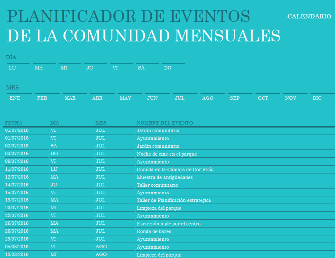 Organizador De Eventos De La Comunidad